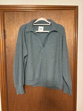 Aerie Green Pullover Collared Sweater